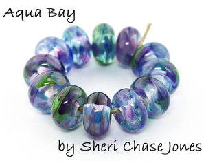 Aqua Bay Frit blend - beads by Sheri Chase Jones