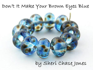 Don't It Make Your Brown Eyes Blue frit blend by Glass Diversions - beads by Sheri Chase Jones
