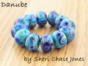 Danube frit blend by Glass Diversions - beads by Sheri Chase Jones