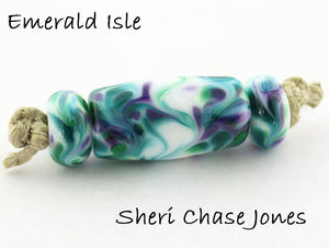 Emerald Isle frit blend by Glass Diversions - beads by Sheri Chase Jones