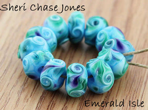 Emerald Isle frit blend by Glass Diversions - beads by Sheri Chase Jones