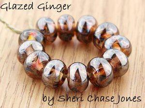 Glazed Ginger frit blend by Glass Diversions - beads by Sheri Chase Jones