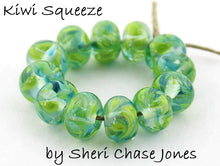 Load image into Gallery viewer, Kiwi Squeeze frit blend by Glass Diversions - beads by Sheri Chase Jones