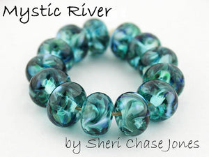 Mystic River frit blend by Glass Diversions - beads by Sheri Chase Jones