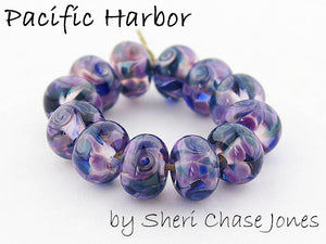 Pacific Harbor frit blend by Glass Diversions - beads by Sheri Chase Jones