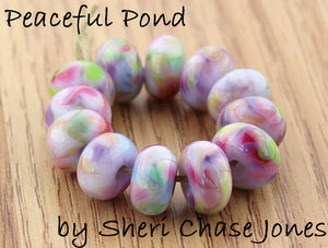 Peaceful Pond frit blend by Glass Diversions - beads by Sheri Chase Jones