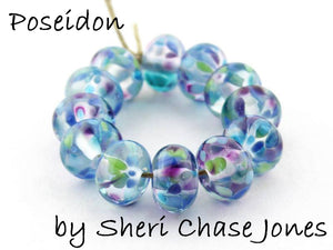 Poseidon frit blend by Glass Diversions - beads by Sheri Chase Jones