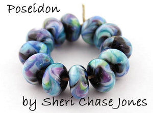 Poseidon frit blend by Glass Diversions - beads by Sheri Chase Jones
