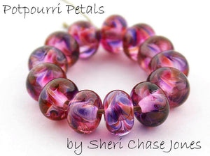Potpourri Petals frit blend by Glass Diversions - beads by Sheri Chase Jones