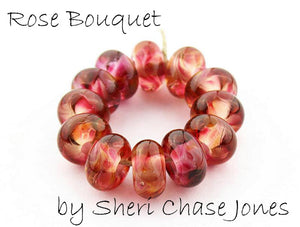 Rose Bouquet frit blend by Glass Diversions - beads by Sheri Chase Jones