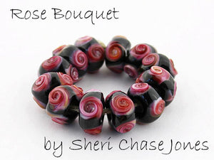 Rose Bouquet frit blend by Glass Diversions - beads by Sheri Chase Jones