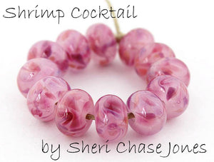 Shrimp Cocktail frit blend by Glass Diversions - beads by Sheri Chase Jones