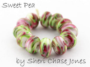 Sweet Pea frit blend by Glass Diversions - beads by Sheri Chase Jones