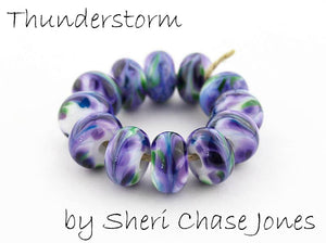 Thunderstorm frit blend by Glass Diversions - beads by Sheri Chase Jones