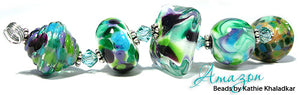 Amazon frit blend by Glass Diversions - beads by Kathie Khaladkar