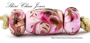 Cherry Blossom Frit blend by Glass Diversions - beads by Sheri Chase Jones