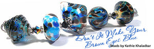Don't It Make Your Brown Eyes Blue frit blend by Glass Diversions - beads by Kathie Khaladlar