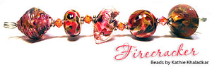 Firecracker frit blend by Glass Diversions - beads by Kathie Khaladkar