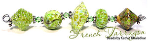 French Tarragon frit blend by Glass Diversions - beads by Kathie Khaladkar