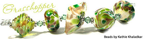 Grasshopper frit blend by Glass Diversions - beads by Kathie Khaladkar