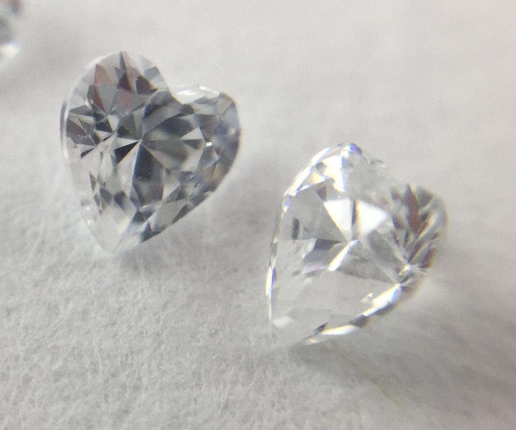 White Heart shaped CZs by Glass Diversions