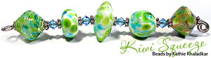 Kiwi Squeeze frit blend by Glass Diversions - beads by Kathie Khaladkar