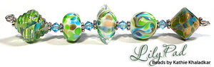 Lily Pad frit blend by Glass Diversions - beads by Kathie Khaladkar