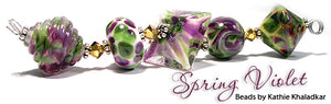 Spring Violet frit blend by Glass Diversions - beads by Kathie Khaladkar