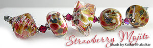 Strawberry Mojito frit blend by Glass Diversions - beads by Kathie Khaladkar