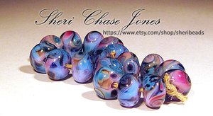 Tie Dyed frit blend by Glass Diversions - beads by Sheri Chase Jones
