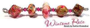 Winsome Rose frit blend by Glass Diversions - beads by Kathie Khaladkar